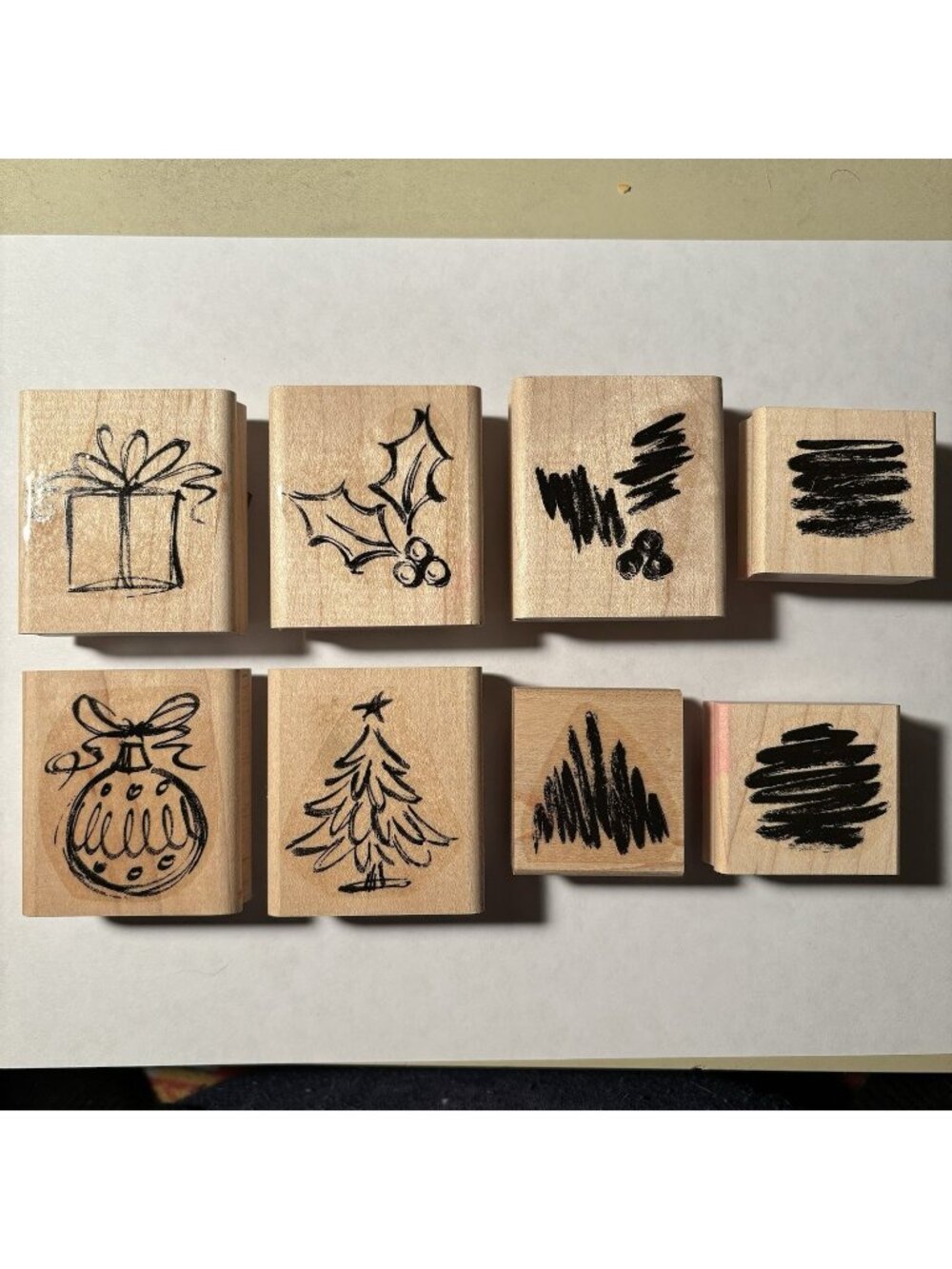 Rubber Stamp 8 Lot Set Holiday Christmas Tree Present Ornament Ivy Stampin Up ?
